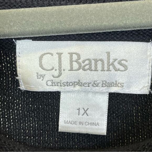 CJ Banks, Ramie Knit Cowl Neck Sweater, Flower details on the neckline. Size 1X - Picture 3 of 6